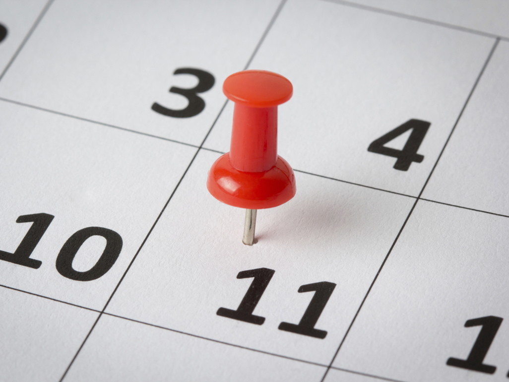 Calendar pinned on day 11