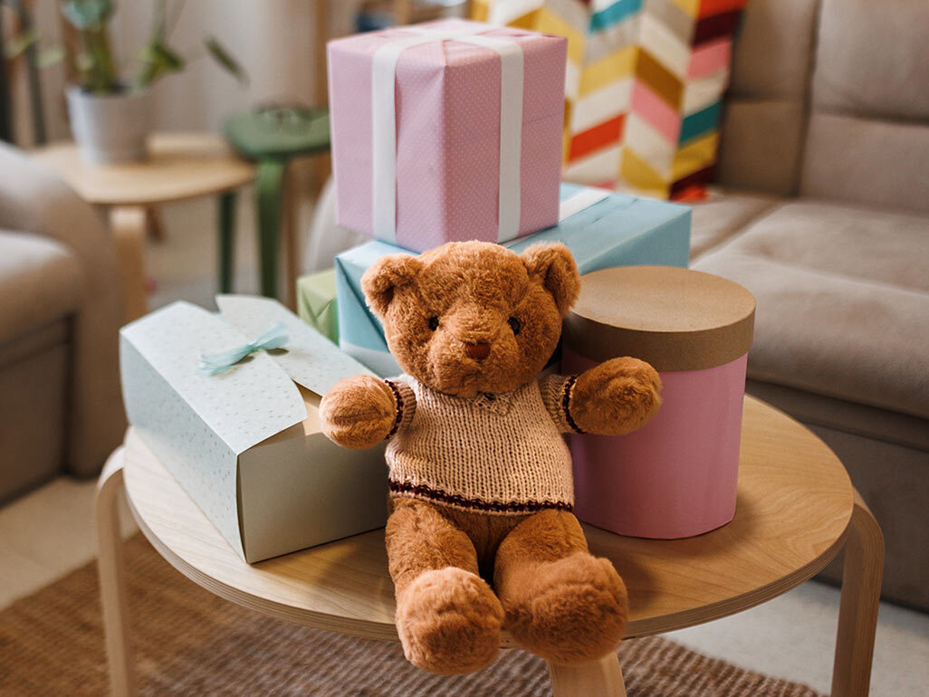 Table of baby shower presents