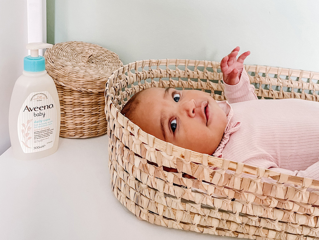 Baby Amaya in her changing basket